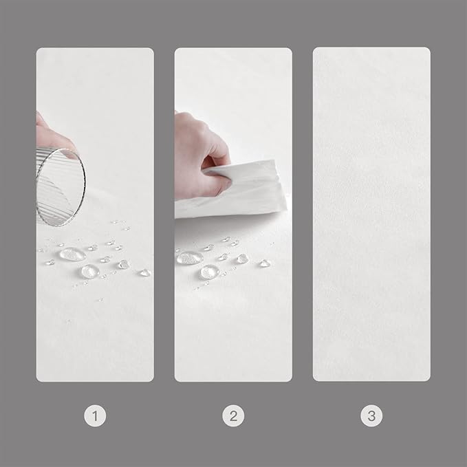 BALCONY & FALCON Rectangle Table Cloth Waterproof Tablecloth Fuzzy Linen and Satin Double-Sided Usable Table Cover for Dining, Kitchen, Cafe, Parties and Outdoor Use (White 57x118)
