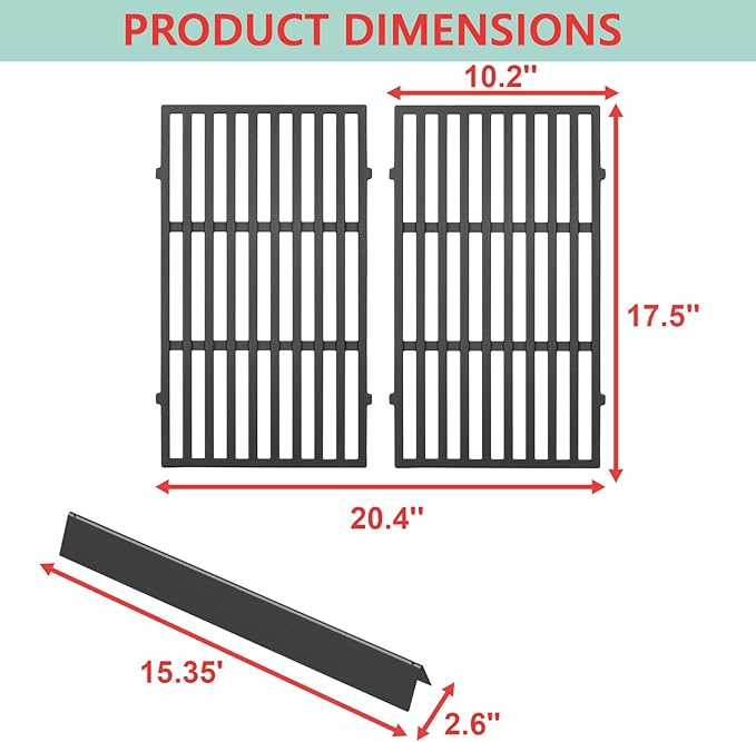 7637 Grill Grates & 7635 Flavorizer Bars for Weber GS4 Spirit I/II 200 Series,for Spirit S210 E210 S215 E220 E215 S220 Grill with Front-Mounted Control, Replacement Parts for Weber 67045 67022