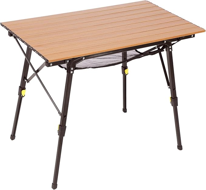 Portal Camping Table Portable Folding Table Ultra Lightweight Folding Camp Table 4 Adjustable Legs Aluminum Roll Up Table Top with Carry Bag for Outdoor Travel Backyards BBQ