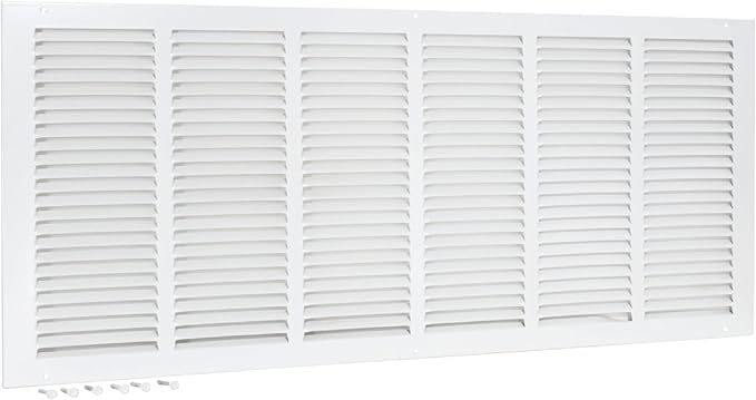 EZ-FLO 30 x 12 Inch (Duct Opening) Return Air Vent Cover for Wall or Ceiling, Solid Steel Return Air Grille, HVAC Vent Cover, White, 61648
