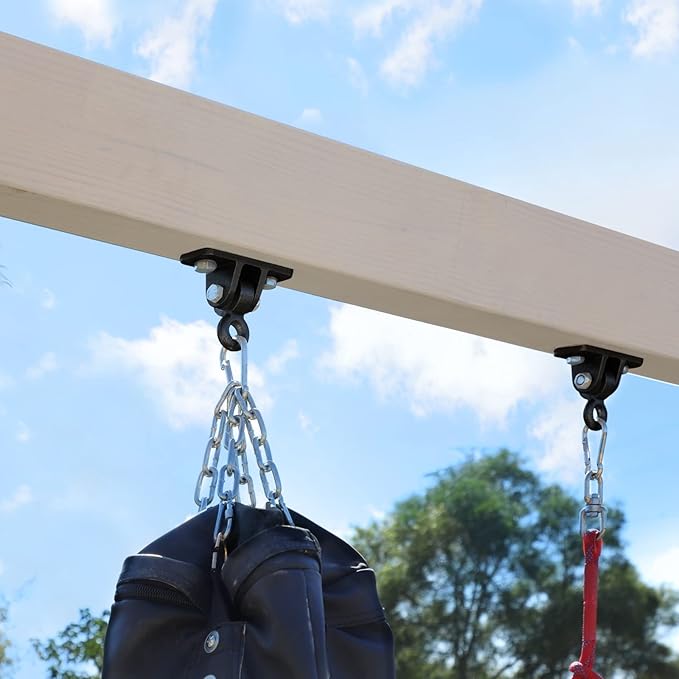 BETOOLL Heavy Duty Swing Hangers Swing Set Hardware Playground Porch Yoga Seat Trapeze Wooden Sets Indoor Outdoor Set Black of 4