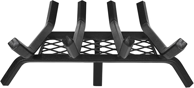 Fireplace Grate 17 "Heavy Duty with Ember Retainer, 1/2” Bar Fire Log Grate for Inside Fireplace, Fireplace Assectories, Chimney Hearth Wood Stove Burning Rack Holder,Wood Stove Grate for Outdoor