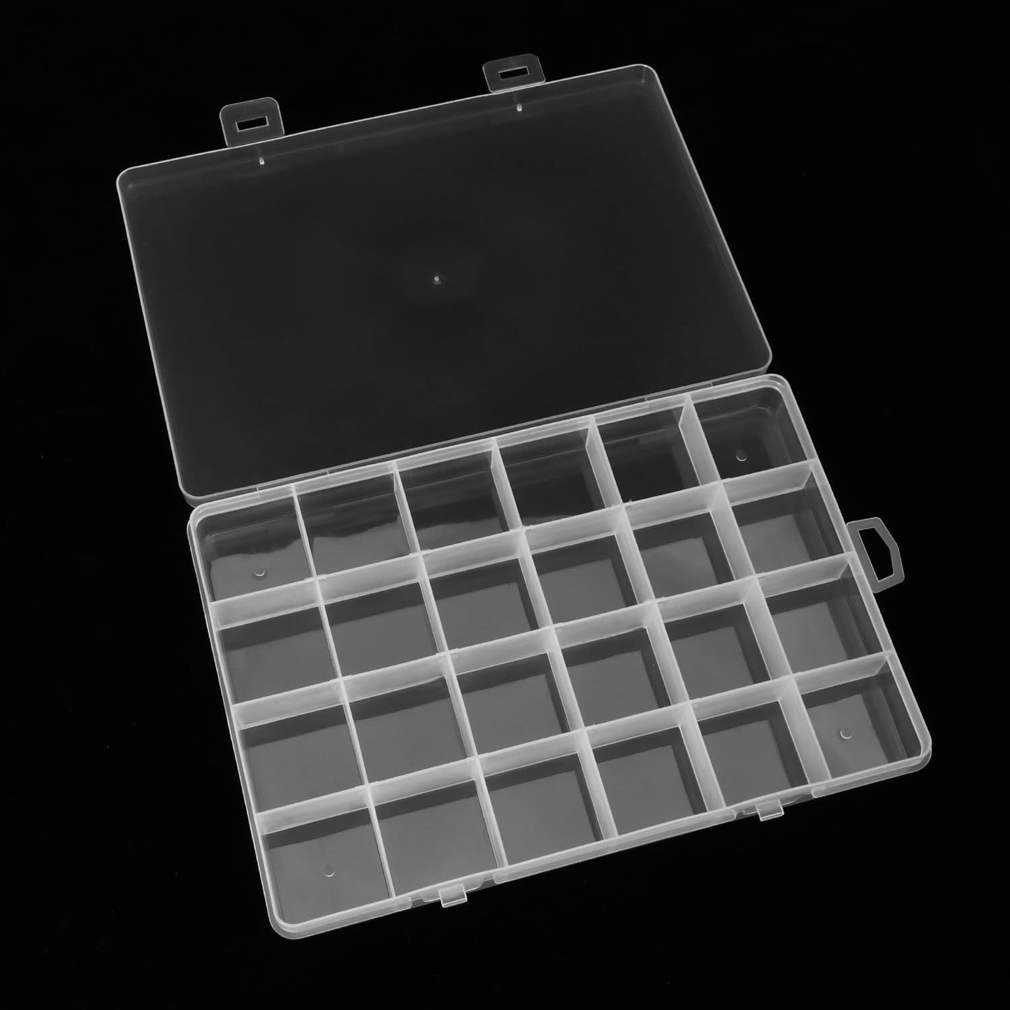 2 Pack 24 Grids Clear Plastic Organizer Box Fixed Compartment Storage Container for Craft, Beads, Jewelry, Small Parts, Small Items