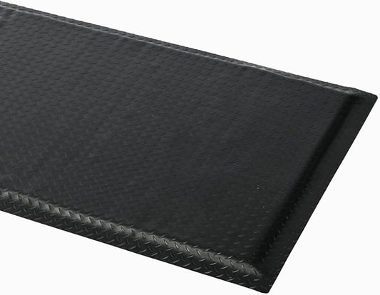 2 x 5 FT Anti Fatigue Mats Industrial 15/16 Inch Thick Soft Sponge Ergonomic Mat Durable Heavy Duty Diamond Plate for Standing Non Slip Industrial Grade Floor Mat for Leg & Back Pain (Black)