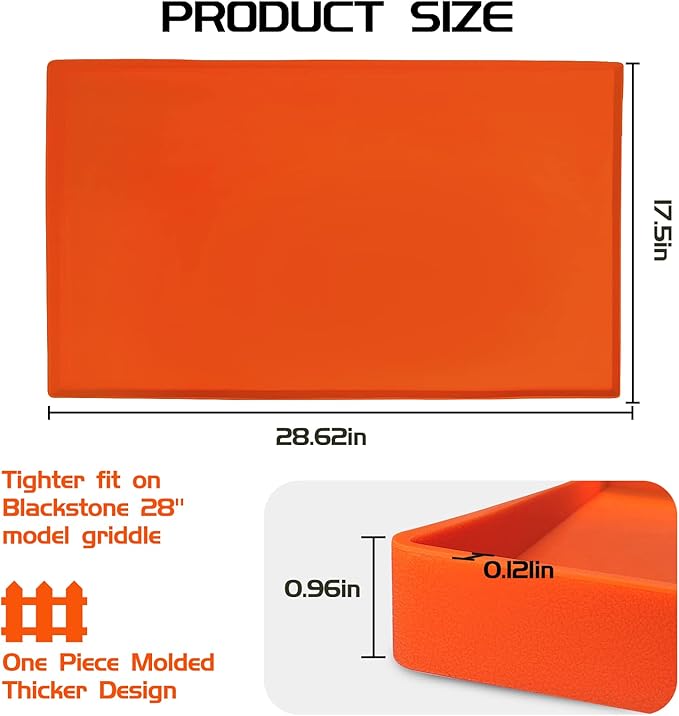 Silicone Griddle Mat for Blackstone 28 in(Not fit 28XL/Pro), Heavy Duty Food Grade Silicone Griddle Cover, Griddle Accessories for Blackstone Grill, All Season Protective Cover (Orange)