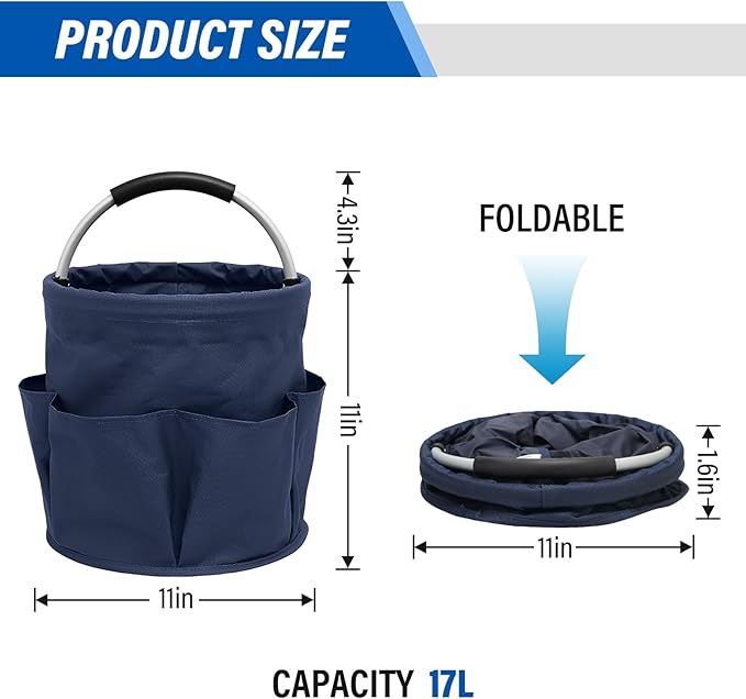 Multifunctional Folding Basket with Handles: Portable Picnic Baskets, Outdoor Beach Baskets, Garden Picking Baskets, Gift Baskets, Collapsible Bathroom Storage Baskets (Blue)