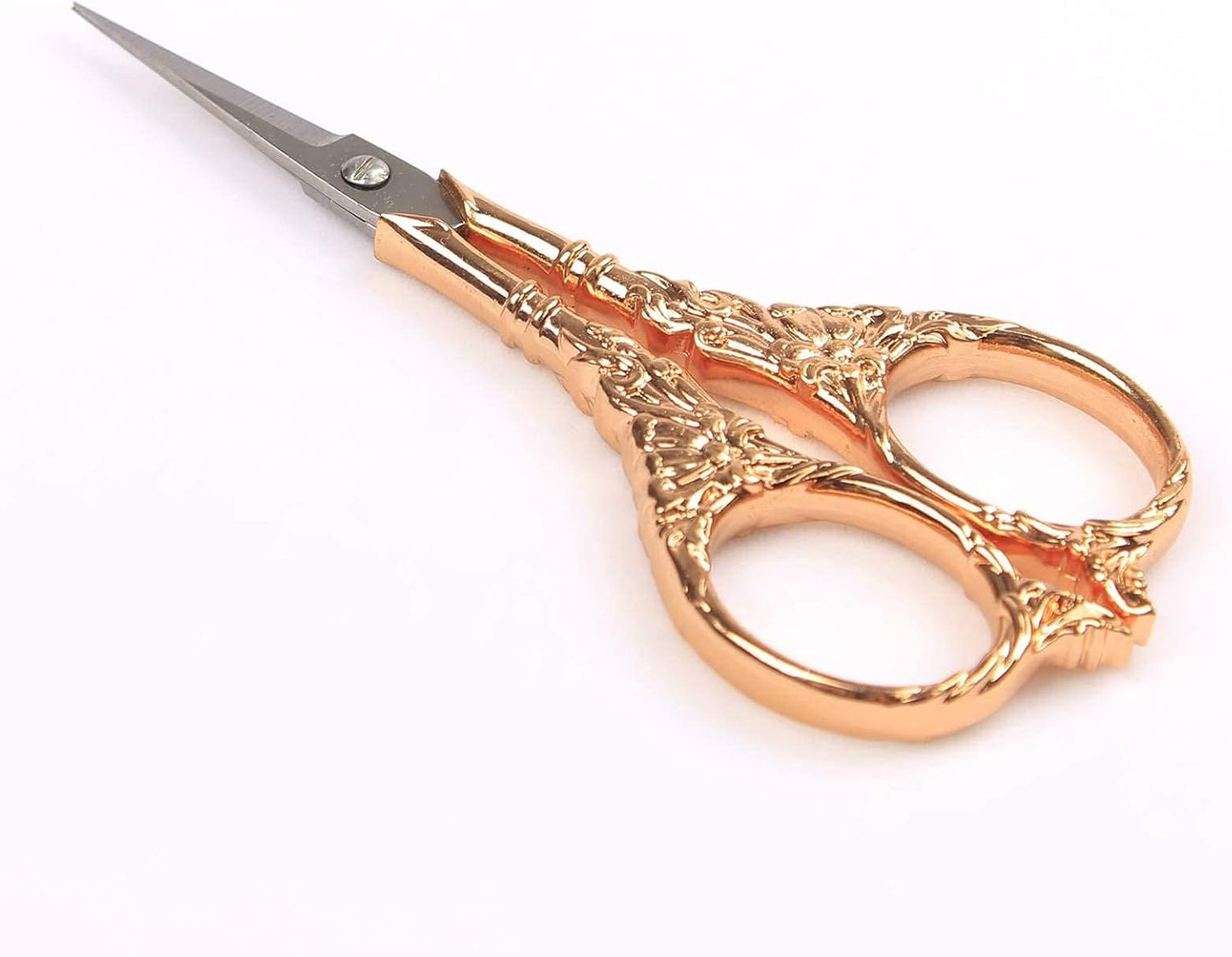 BIHRTC Vintage European Style Scissors Stainless Steel for Cross Stitch Cutting Embroidery Sewing Handcraft Craft Art Work DIY Tool(Rose Gold)