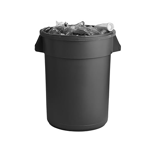 PRO&Family Commercial Round Trash Can with Lid and Dolly Rolling Waste Container, Ingredient Bin, Heavy-Duty Plastic, Anti-Static, Kitchen, Office, Outdoor Use (Black, 44 Gallon)