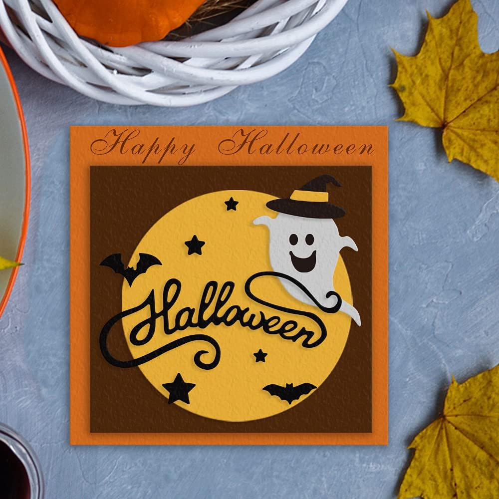 Metal Halloween Die Cuts - Ghost Bat Cutting Dies Embossing Stencil Template for Card Making Scrapbooking Paper Craft Album Stamps DIY Decor