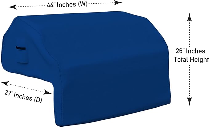 Covers & all Built-in Outdoor Grill Cover, Durable Heavy Duty 18 Oz Waterproof Cover Tuff Material with Air Pocket & Elastic for Snug Fit (44" W x 27" D x 26" H inches, Blue)