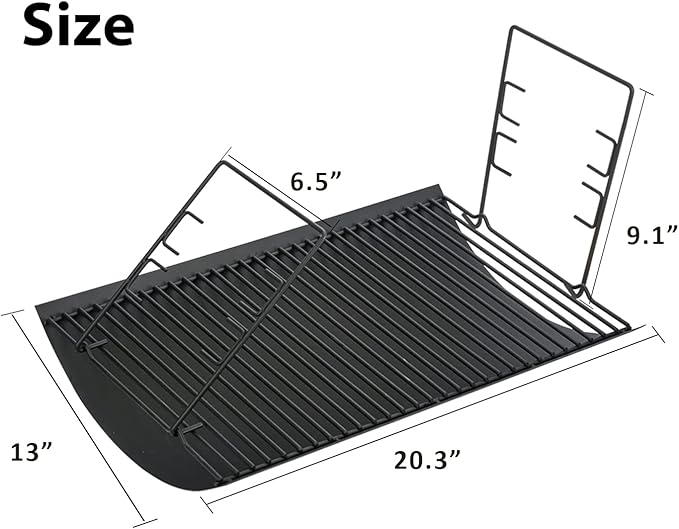 20inch Charcoal Ash Pan Replacement Parts for Char Griller 5050 5072 5650 2123 2223 2823 Grill Tray Chargriller 200157 BBQ Accessories with 2 Fire Grate Hangers
