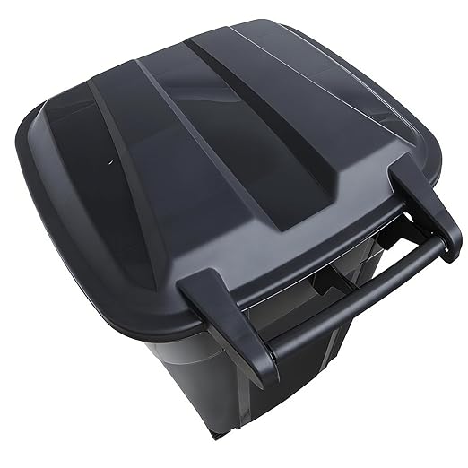 32 Gallon Wheeled Heavy Duty Plastic Garbage Can with Attached Lid – Smooth-Rolling Wheels, Reinforced Base for Patio, Garage, Yard & Indoor Use
