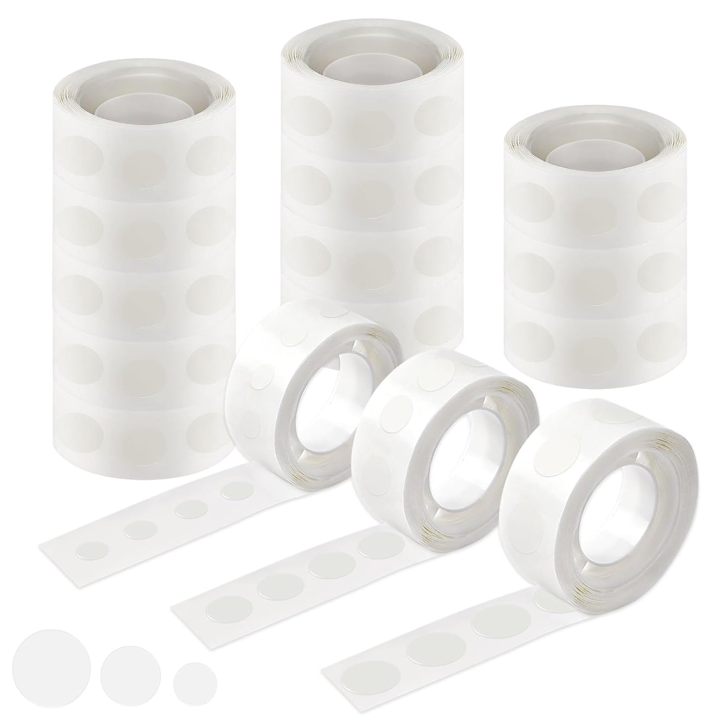 UPINS Glue Points Dots, 1500Pcs Balloon Glue Adhesive Dots, Double Sided Removable, 6mm, 10mm, 15mm