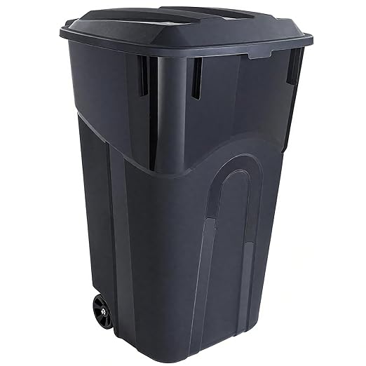 32 Gallon Wheeled Heavy Duty Plastic Garbage Can with Attached Lid – Smooth-Rolling Wheels, Reinforced Base for Patio, Garage, Yard & Indoor Use