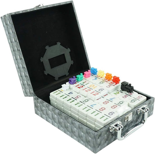 Mexican Train Dominoes Set - Double 12 Dominoes, 91 Tiles Game with Leather Box for Kids, Adults and Family
