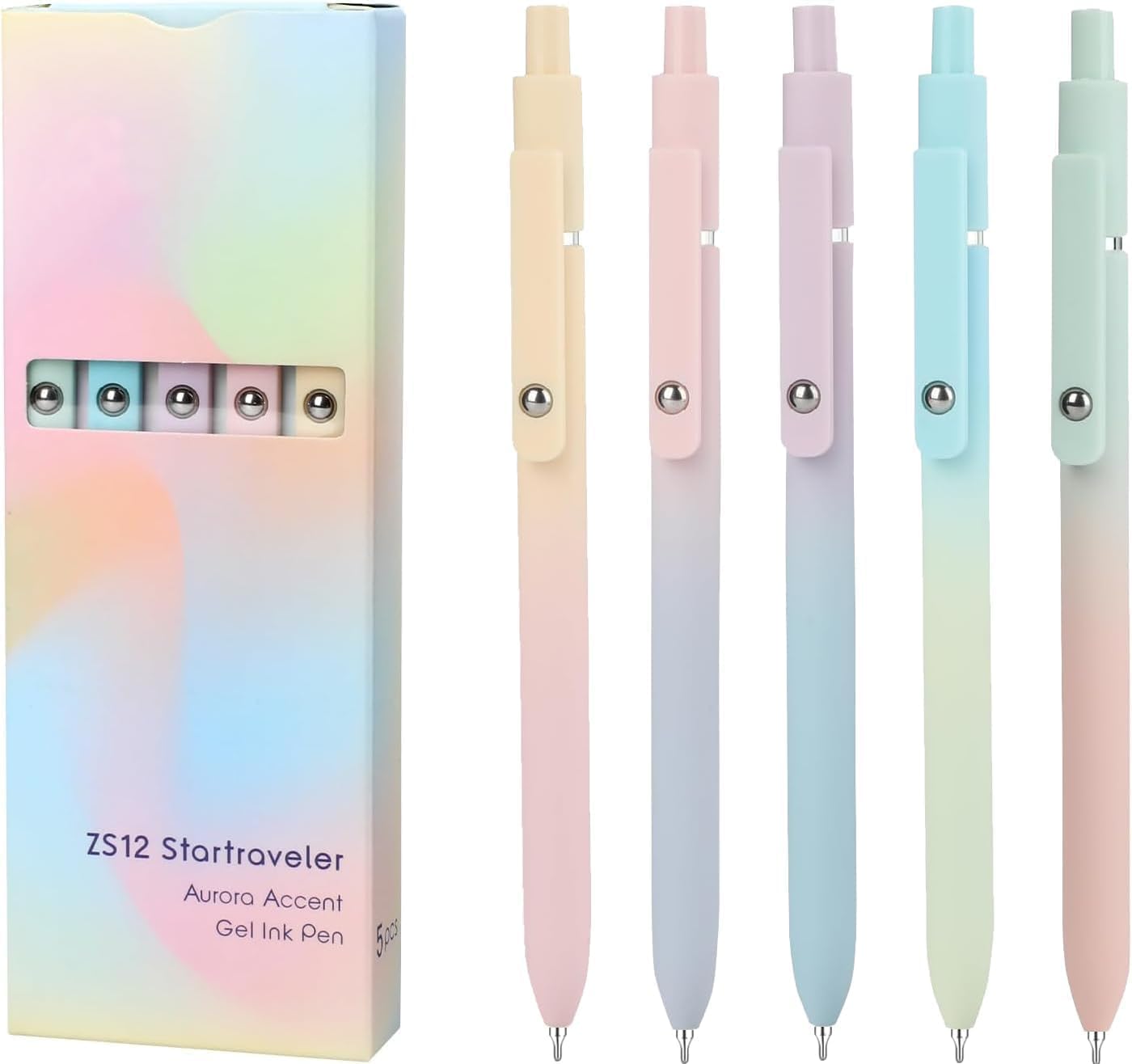 Vanhench 10Pcs Gel Pens, Cute Pens for Trendy Teen Girl Stuff, Happy Birthday Gift Basket, Aesthetic School Supplies, Ideal for 8 9 10 11 12 13 14 Year Old Girl (10PCS Gradient)