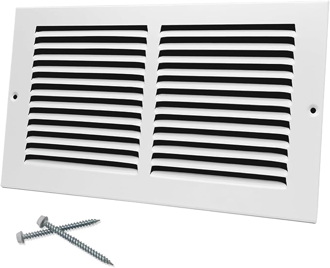 12"W x 6"H [Duct Opening Size] Steel Return Air Grille, Air Return Vent Cover for Ceiling and Sidewall - HVAC Air Vent Covers - [Outer Dimensions: 13.75"W x 7.75"H]