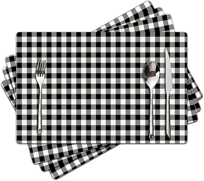 Lattice Placemats Set of 4 - Abstract Leather Heat Resistant Placemats for Dinner Table, Non-Slip Waterproof Oil-Proof Washable Reusable Placemat for Indoor Outdoor Kitchen Decor, 15.75In*11.81In