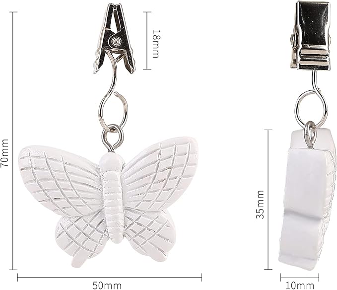 TwoFish Home Set of 4 White Butterfly Resin Tablecloth Weights Clips White Butterfly Handicraft Tablecloth Clamps Pack of 4