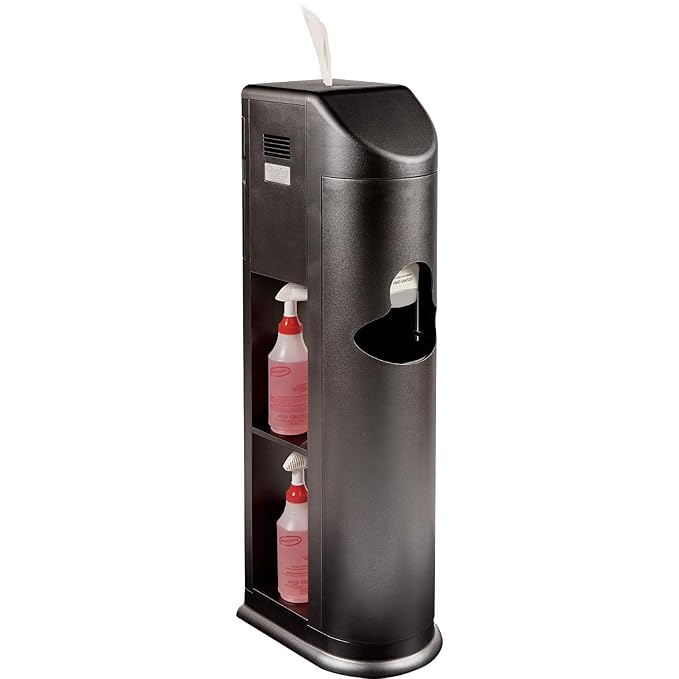 Zogics All-in-One Cleaning Station – Complete Sanitizing Station with Disinfecting Wipes Dispenser, Gel Dispenser, Trash Can and Storage, Black (1 Station)