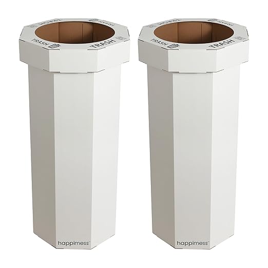 Eyely MPH1300F-SET2 Sal 25-Gallon Disposable Corrugated Cardboard Event Trash Can and Recycling Bin for BBQs, Beach, Parties & Events & Outdoor Activities, Limestone Beige (Set of 2)