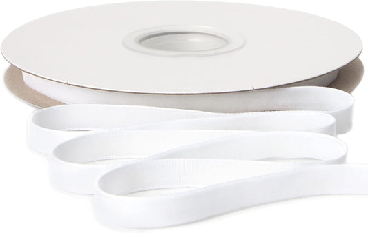 Ribbli Polyester White Velvet Ribbon,3/8 Inches Continuous10-Yard Spool,Christmas Ribbon for Gift Wrapping,Floral Bouquets, Home Decor