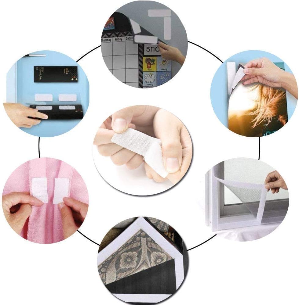 BRAVESHINE Industrial-Strength Self Adhesive Hook and Loop Roll - 1.2 Inch 16.5FT Double Sided Hook and Loop Strips Fasteners Tape for Sewing, Pedal Board, Mounting or Hanging Items - White