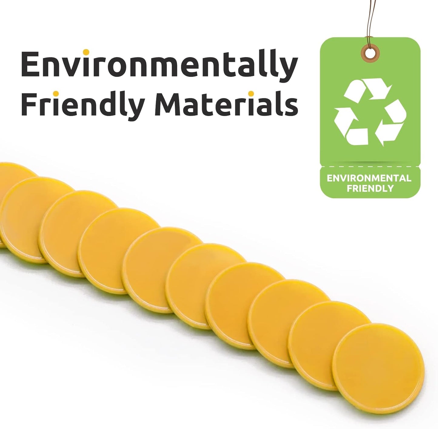 Set of 100 Opaque Plastic Learning Counters Mini Poker Chips Game Tokens with Storage Box (Yellow, 1.58 Inch)