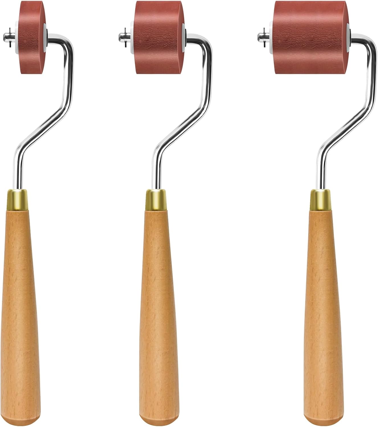3pcs Rubber Rollers Brayer - Brayer Rollers for Crafting, Ink Roller Set with Comfort Grip for Printmaking, Crafts, and Stamping