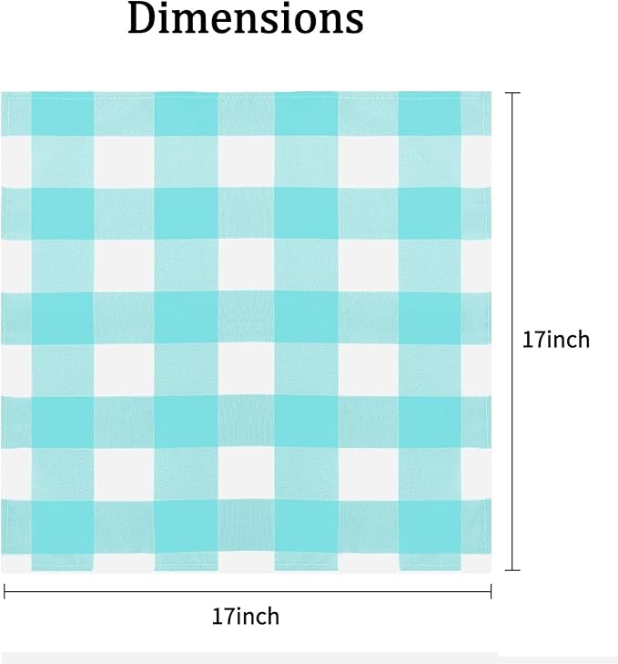 Buffalo Plaid Table Napkins Set of 12 Checkered Cloth Napkins 17x17 inch Washable Dinner Gingham Pattern Napkins Soft Napkins for Wedding Party Dining Banquet(Aqua and White)