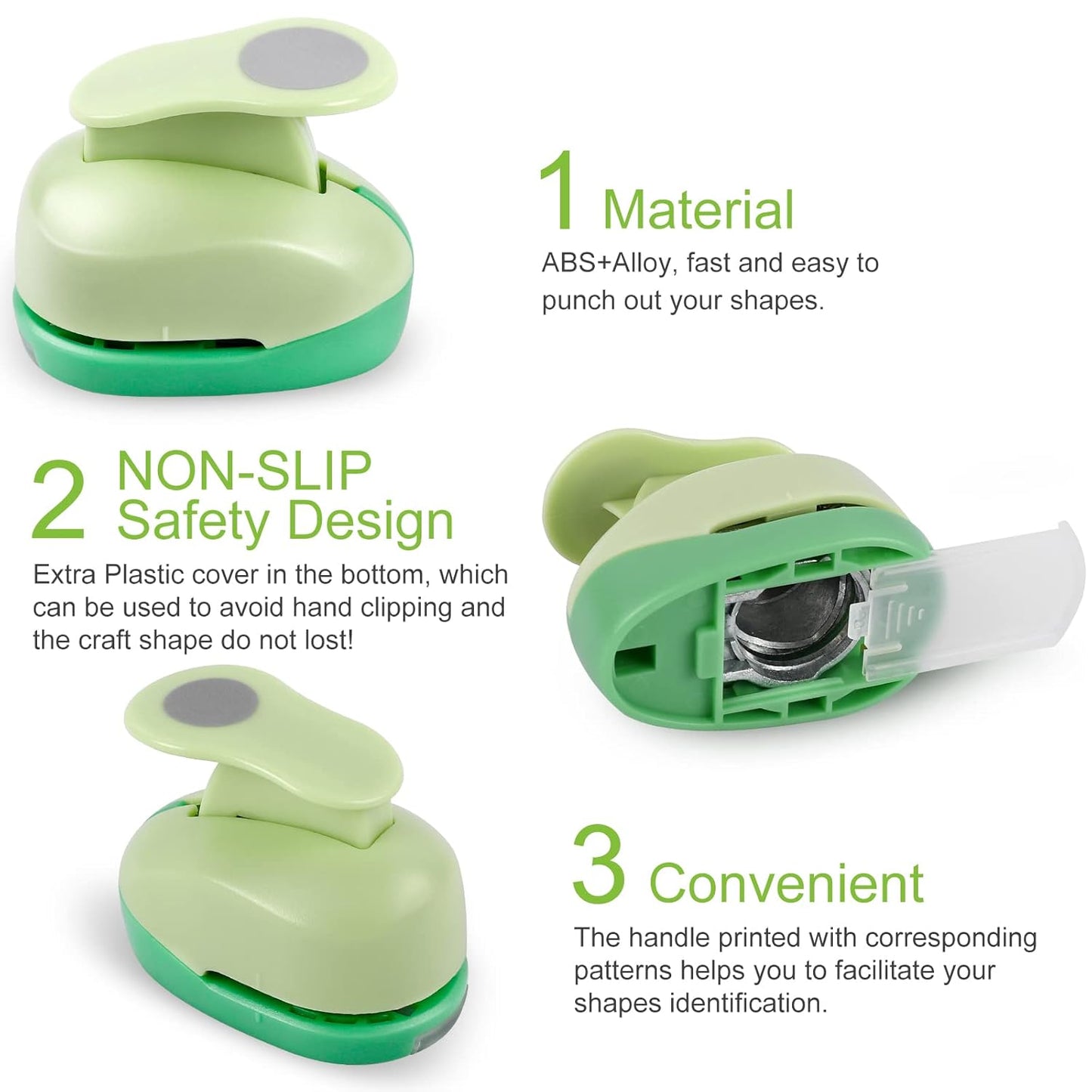 UCEC Circle Hole Punch, Paper Punches for Crafting, 3/8+5/8+1 Inch Circle Punches, Heart Hole Punch, Shape Puncher Cutter for Paper Crafts Scrapbooking, 6Pcs