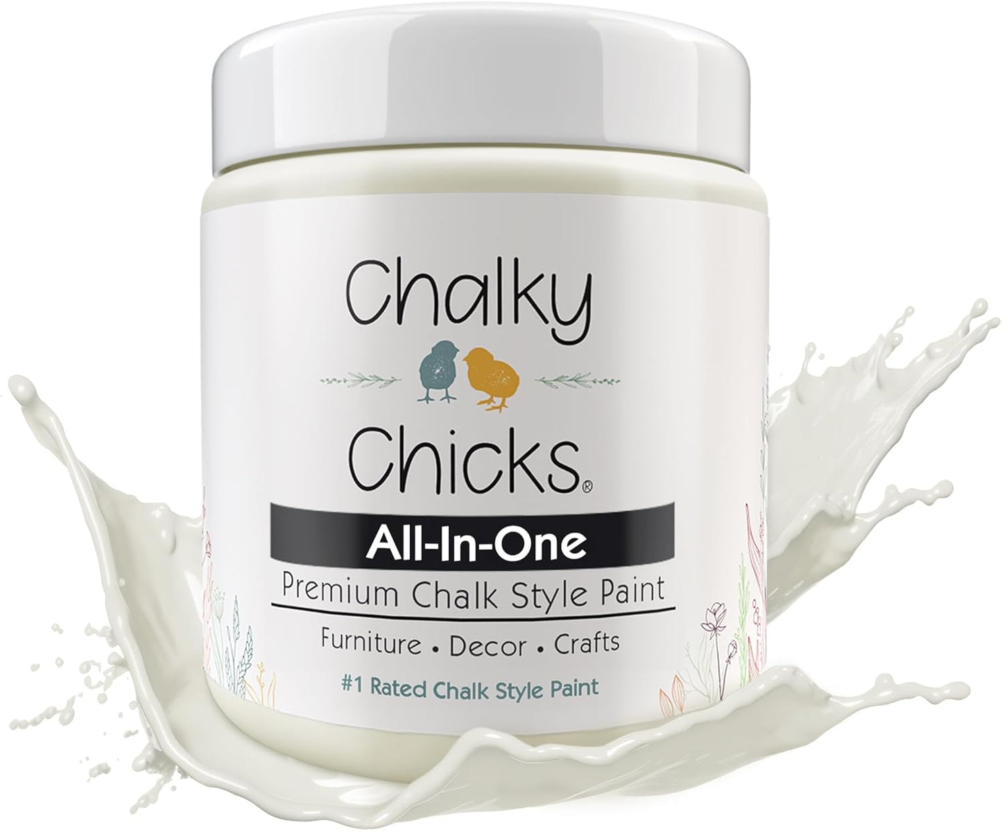 Chalky Chicks All-in-One Chalk Paint for Furniture or Cabinet - 4 Fl Oz - Matte Finish Salt Flats (Off White) for Metal, Wood Furniture Paint - No Sanding All-in-One for Home Decor & Crafts, USA Made