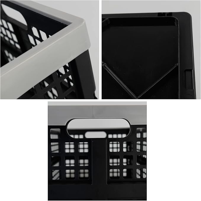 42 L Collapsible Crate Storage, Plastic Folding Storage Crates, 2 Pack