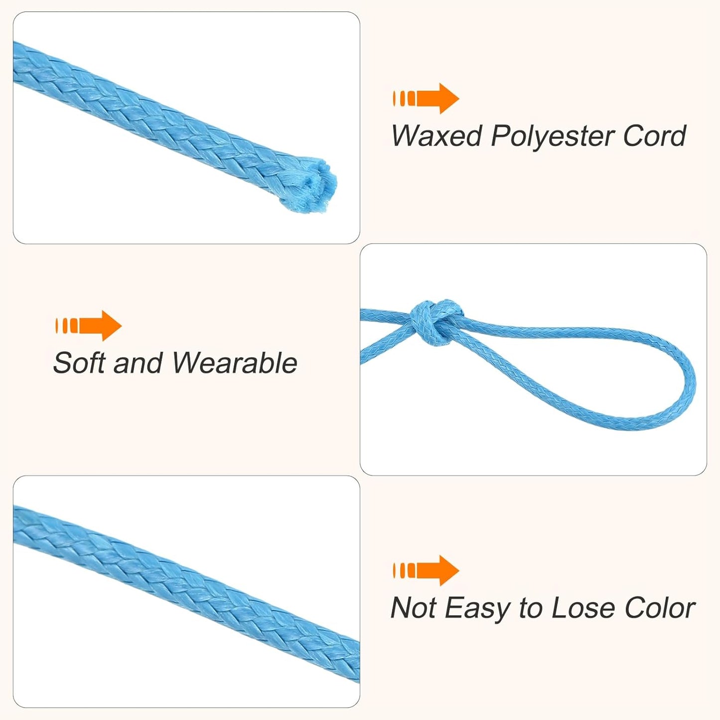 MECCANIXITY Waxed Cord 1.2mm Waxed Polyester Cord 175 Yard Wax String for Bracelet Making,Necklaces, Beading,Jewelry Making and DIY Crafts(Sky Blue)