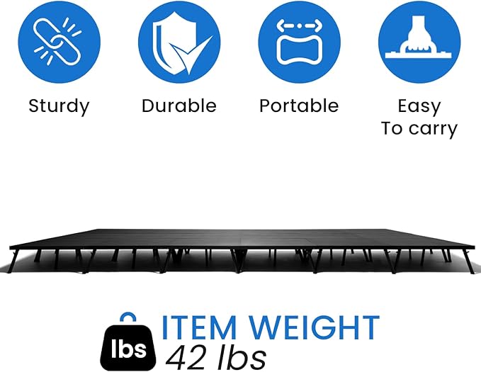 20'x28' MyStage 28 Portable Stage -Performance Floor Versatile Platform Modular System Stage - DJ, Drum, Camera Stage Riser -Compact & Stable, Easy to Carry, Assemble & Transport