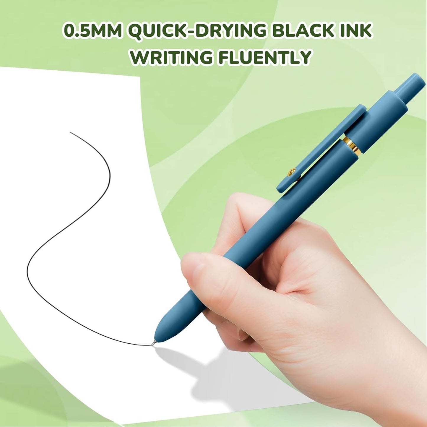 Gel Pens, 12 Pcs Black Ink Pens for Women, 0.5mm Fine Point Smooth Writing Pens, High-End Series Retractable Pens for Journaling Note Taking (12 Pcs Gold Morandi and Vintage)