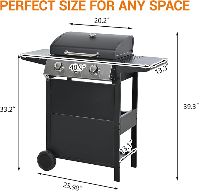 Stainless Steel 3-Burner Gas Grill, 25650 BTU Outdoor BBQ Grill with Side Table, 338 sq.in Cooking Area, Perfect for Patio, Deck & Family Barbecues