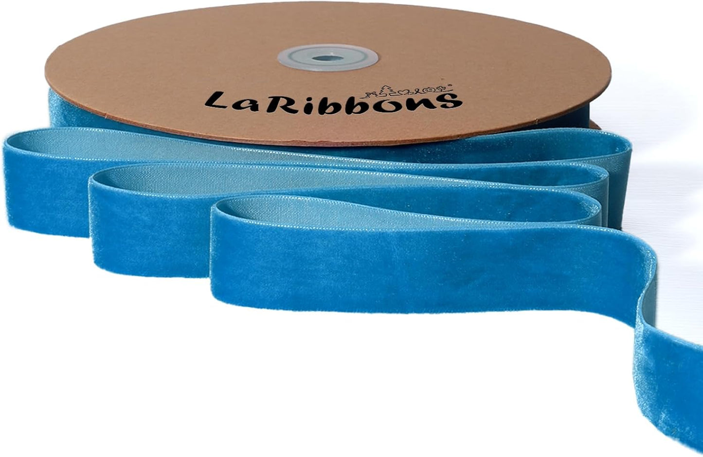 LaRibbons Thin Velvet Ribbon 1 Inch x 25 Yards, Dusty Blue Velvet Ribbon for Christmas Tree, Gift Wrapping, Wreath Bow, Outdoor Decoration