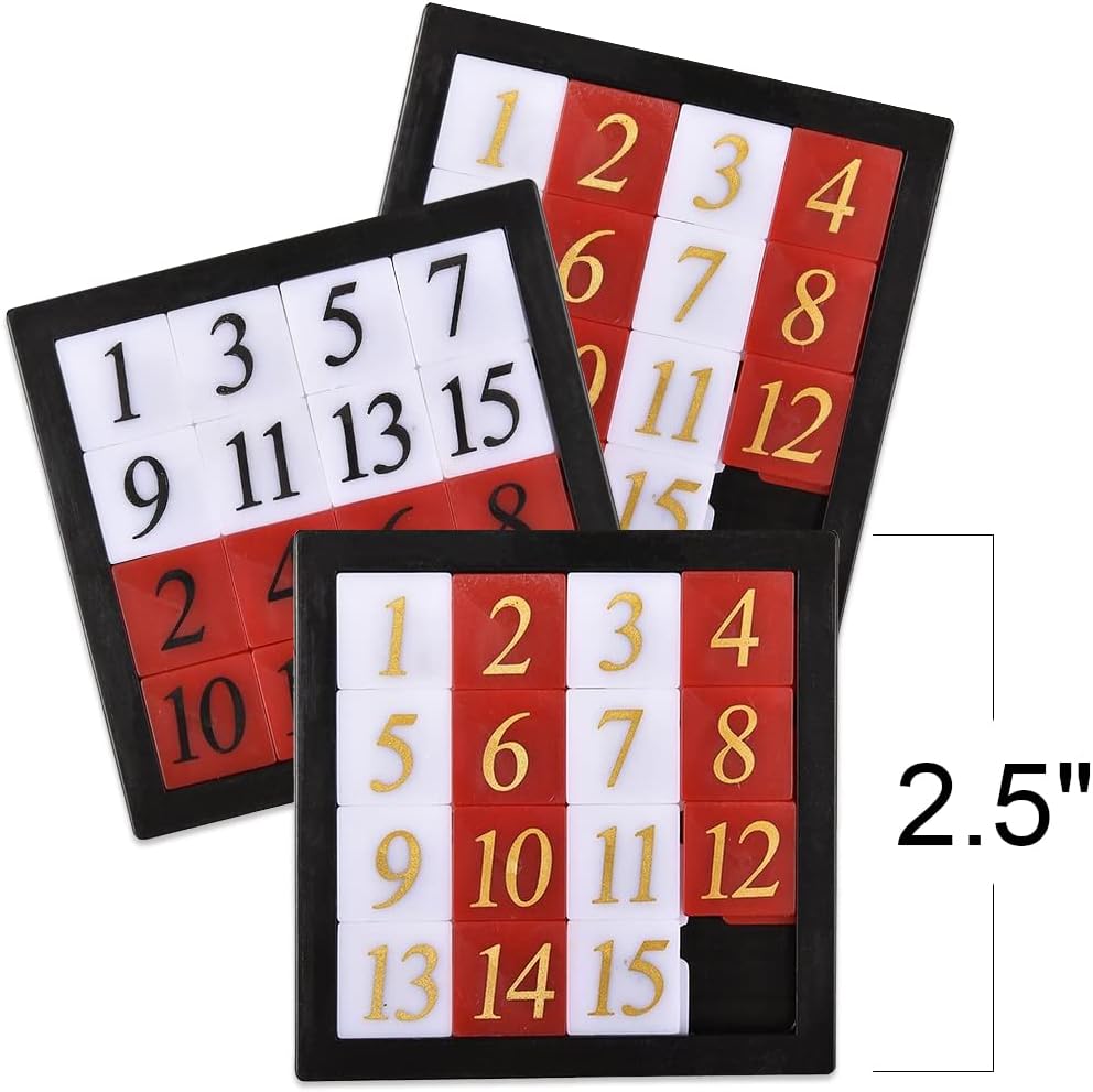 Gamie Slide Puzzles for Kids – Set of 24 Pocket-Sized Hand Puzzle Games, Educational Number Slide Puzzles, Great Party Favors, Goodie Bag Stuffers, Teacher Rewards, and Learning Toys