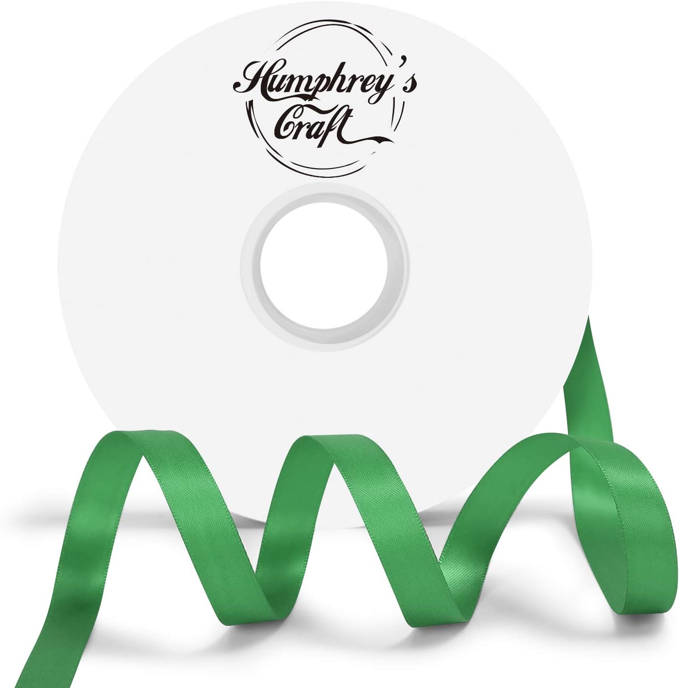 Humphrey's Craft 1/2 Inch Fern Green Double Faced Satin Ribbon - 50 Yards Variety of Color for Crafts Gift Wrapping Bows Bouquet Decoration Sewing Christmas Tree Wedding Invitation Card.