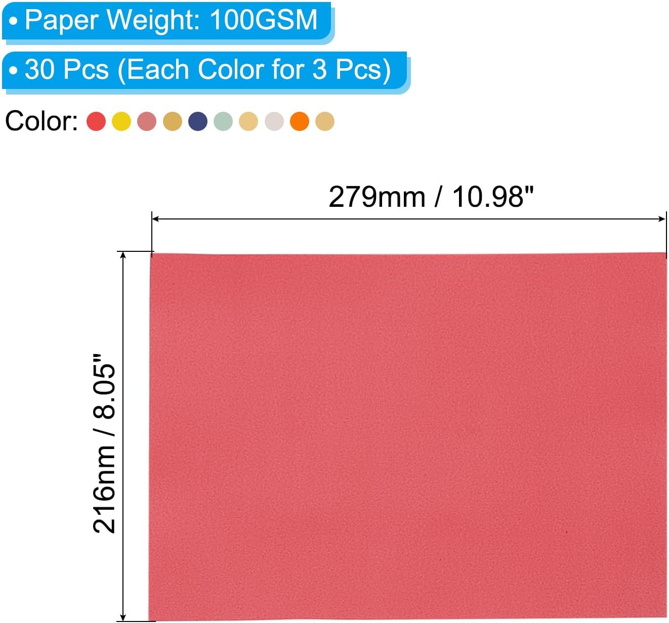 PATIKIL 30 Sheets Vellum Paper 8.5x11inches, Printable Translucent Paper 100GSM Colored for Invitations Laser Inkjet Printing Card Making Crafting Wedding Tracing, Multicolored