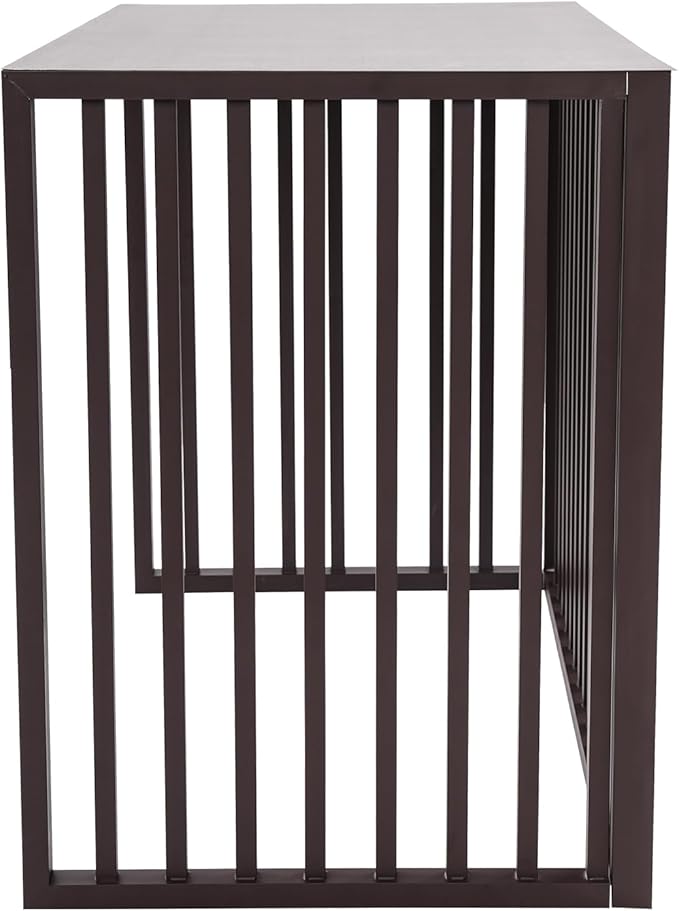 Air Conditioner Fence with Top Cover, 4 Panels 43.3 "L x 23.6 "W x 31.5 "H Privacy Fence Panels for Outside, Freestanding Metal Trash Can Hider Outdoor, No-Dig Air Conditioner Sun Blocker Kit (Brown)