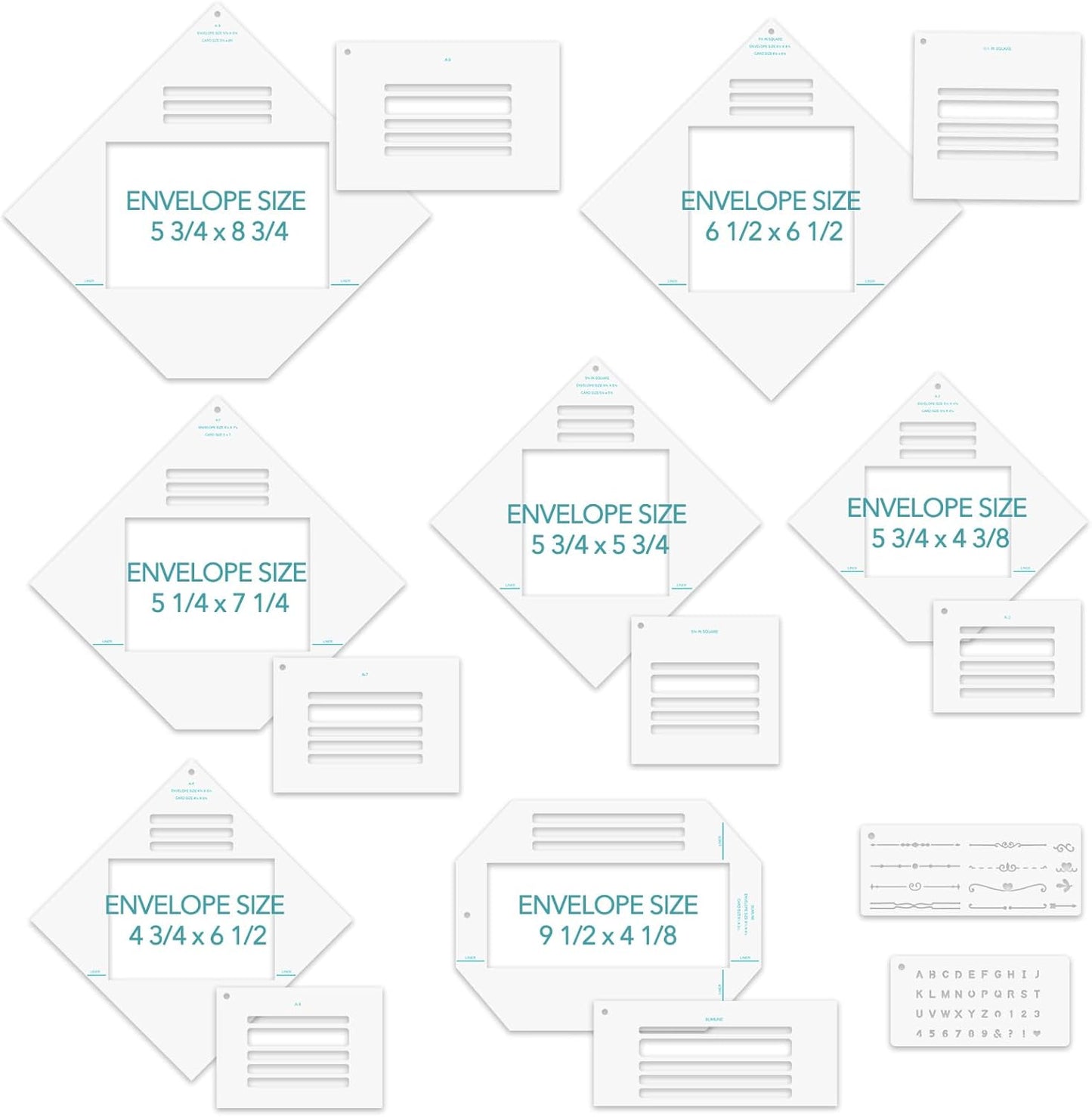 17pcs/Set Envelope Maker Guide Set Envelope Tear Templates All-in-One Envelope Making Tools for Card Making Envelope Makers Crafting Supplies