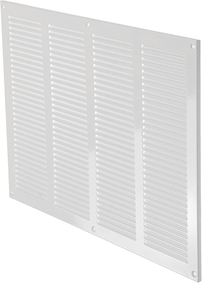 Repa Market Air Vent Cover 16x12 Inch (Outer Dimensions) White Galvanized Steel Louvered Grill Cover with Mesh Screen/Wall or Ceiling Vent/HVAC Register for Indoor and Outdoor Ventilation