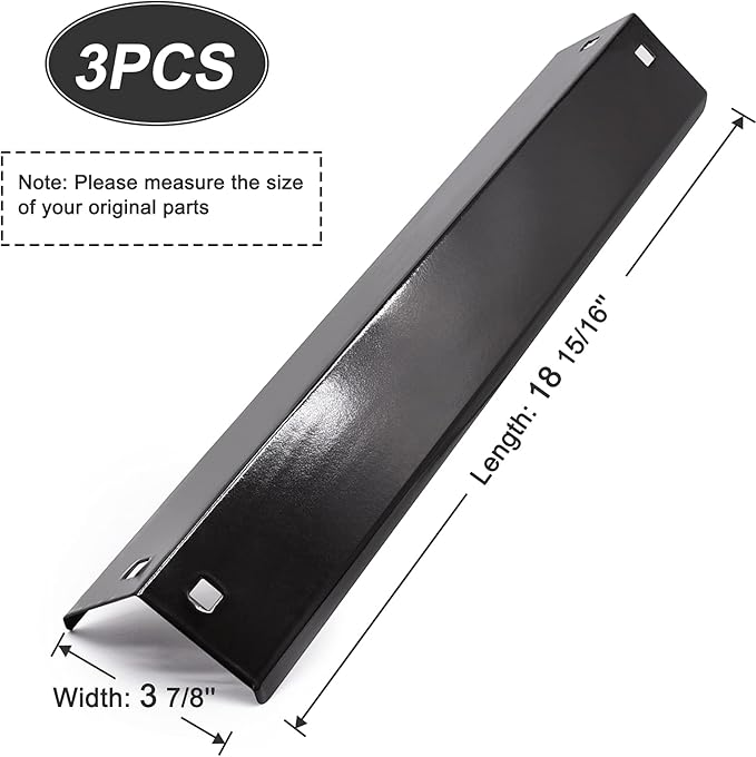 Criditpid Grill Heat Plates Shields for Chargriller 5050, 5650, 3001, 3008, 5072, King Griller 3008, 5252, 3-Pack Porcelain Steel Heat Tent Burner Cover Flame Tamers for Char griller Replacement Parts