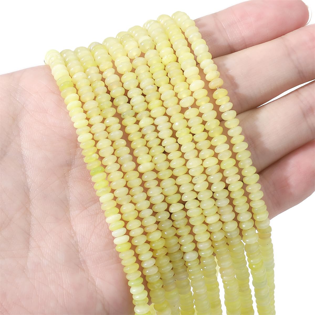 Natural Lemon Jade Disk Stone Beads 4x2mm 160pcs Rondelle Loose Semi Gemstone Beads for Jewelry Making Design