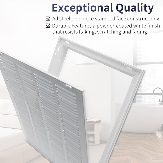 16"W x 20"H [Duct Opening Size] Steel Return Air Filter Grille - Removable Face/Door for 1 inch Filters -HVAC Vent Cover Grill - White [Outer Dimensions: 18 5/8"W X 22 5/8"H]