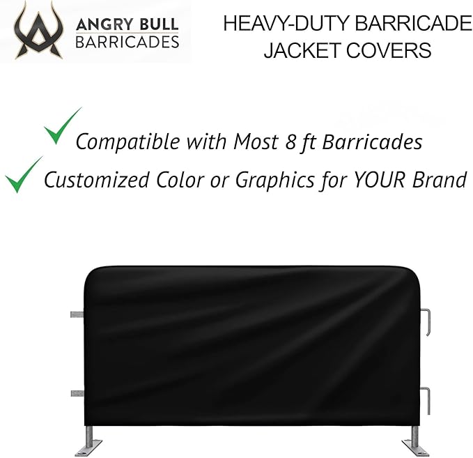 Heavy Duty Portable Crowd Control 8ft Barricade Jacket Cover - Angry Bull Barricades