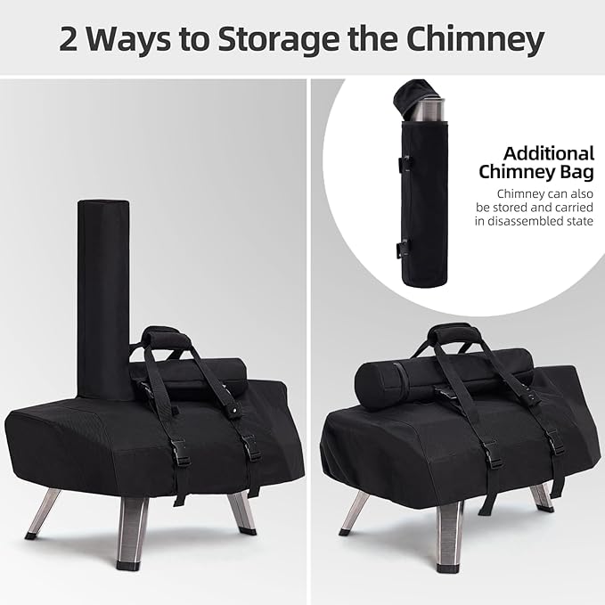 NOELIFE Waterproof Cover for Ooni Karu 2 and Karu 12G Pizza Oven, Outdoor Accessories for Ooni 12, Carry Cover with Seperate Chimney Bag, with Straps in the Bottom for Fixation (Oven Not Included)