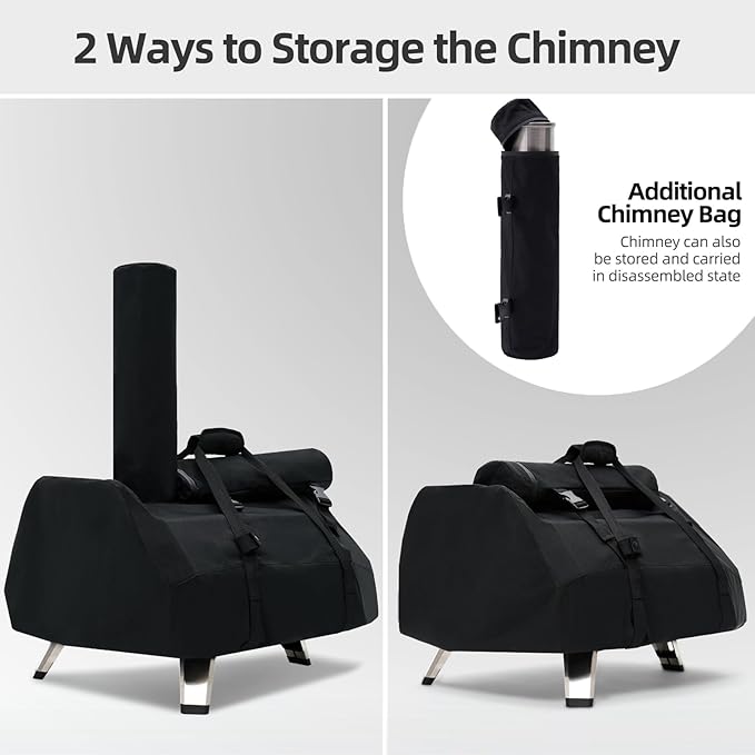 NOELIFE Carry Cover for Ooni Karu 16 and Karu 2 Pro Pizza Oven, Accessories for Ooni 16, Waterproof Pizza Maker Cover with Seperate Chimney Bag, with Bottom Straps for Fixation (Oven Not Included)